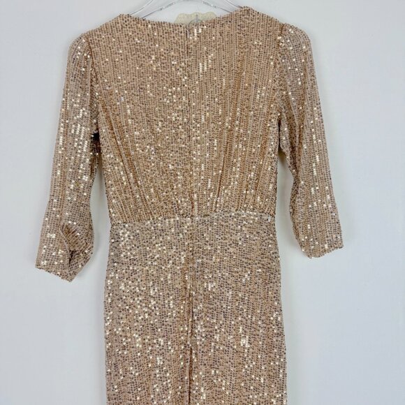 NWT Ieena By Mac Duggal #42015 Gold Sequin Draped Gown Dress Size 0 NEW - Picture 13 of 16